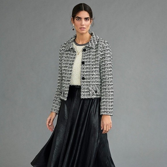 RIANI Black + White Boucle Boxy Blazer 14 XL - Picture 1 of 5